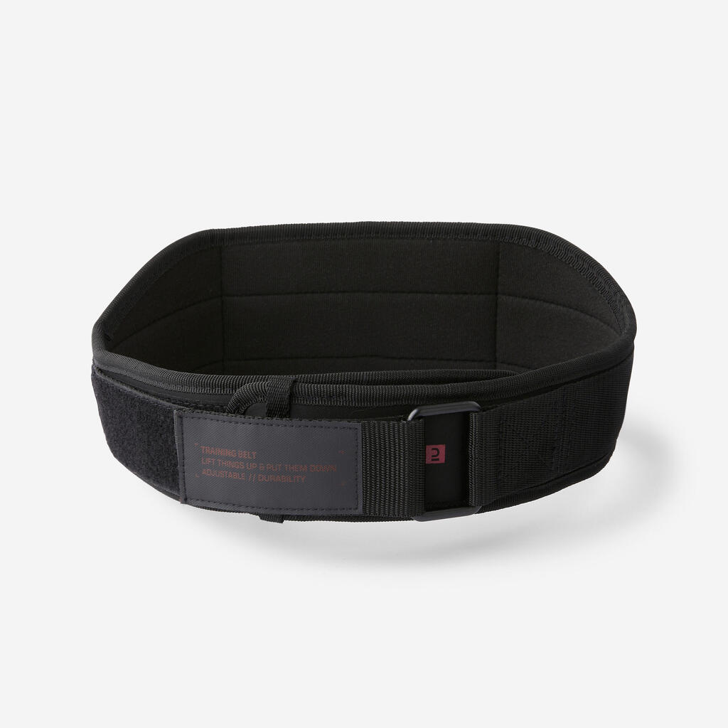 Ceinture lombaire de musculation, double système de fermeture en nylon - noire